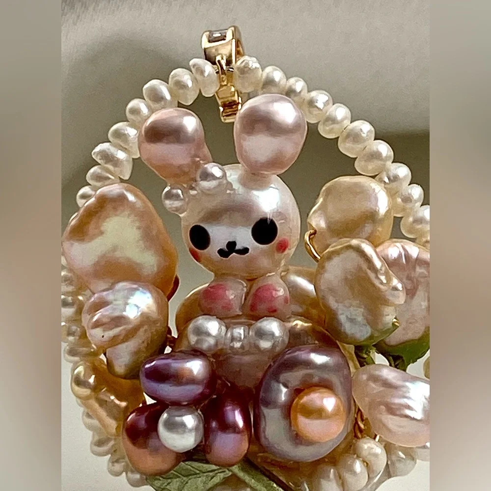 P203-Handmade High Quality Bunny Easter Basket Detachable Pendant - Picture 9 of 11